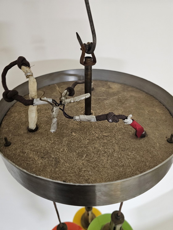 Image 1 of Zeldzame Hanglamp uit Italië in 3 kleuren glas toegeschreven aan Stilnovo 