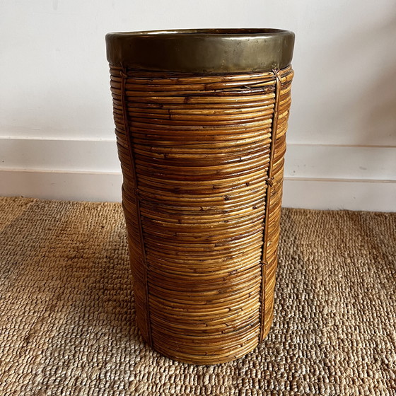 Image 1 of Gabriella Crespi Rotan Bamboe Mand Paraplubak Vintage