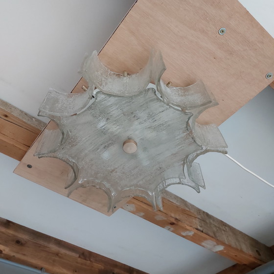 Image 1 of Vintage Kaiser Leuchten ijsglas plafondlamp 