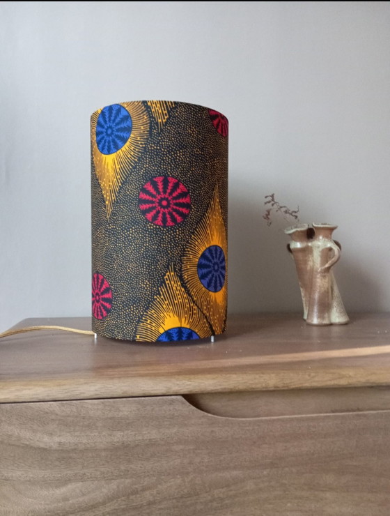 Image 1 of Lampada a tubo in tessuto etnico di cera - creazione unica