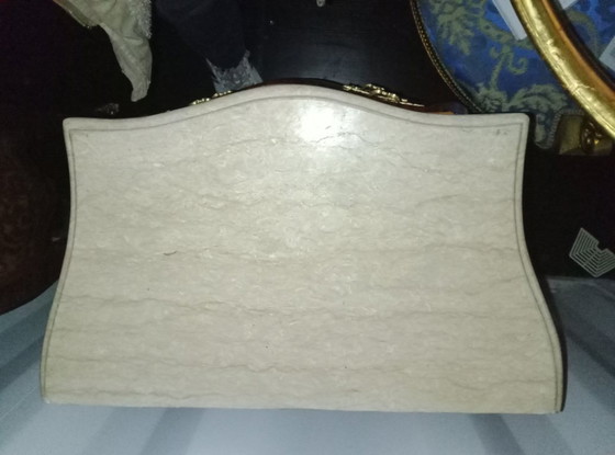 Image 1 of Louis XV marquetry commode with gilt bronze mounts and marble – late 19th century