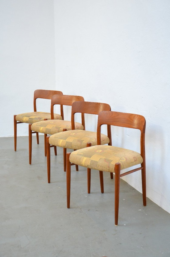 Image 1 of 4x Stoel Model 75 Niels Møller Teak Deense Midcentury Niels Möller