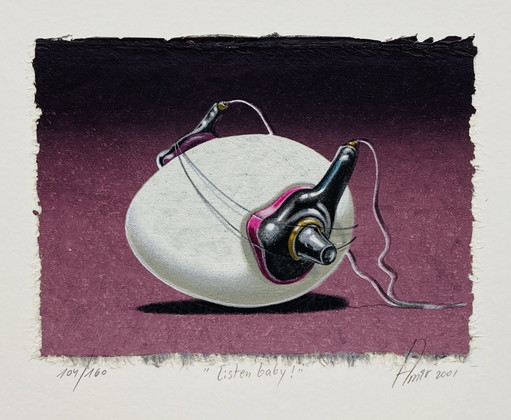 Sharon Amir - Œuf sérigraphié vintage - "Listen Baby" - Z L