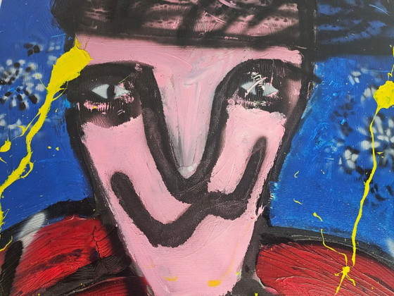 Oil paint on canvas - Herman Brood reproduction by Cebo - 'Head' – Art, Wood (photo 4 of 5)
