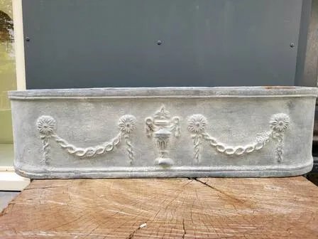 Großer gusseiserner Pflanzkübel grau Jardiniere, Gusseisen, Eisen, Vintage (Foto 9 von 9)