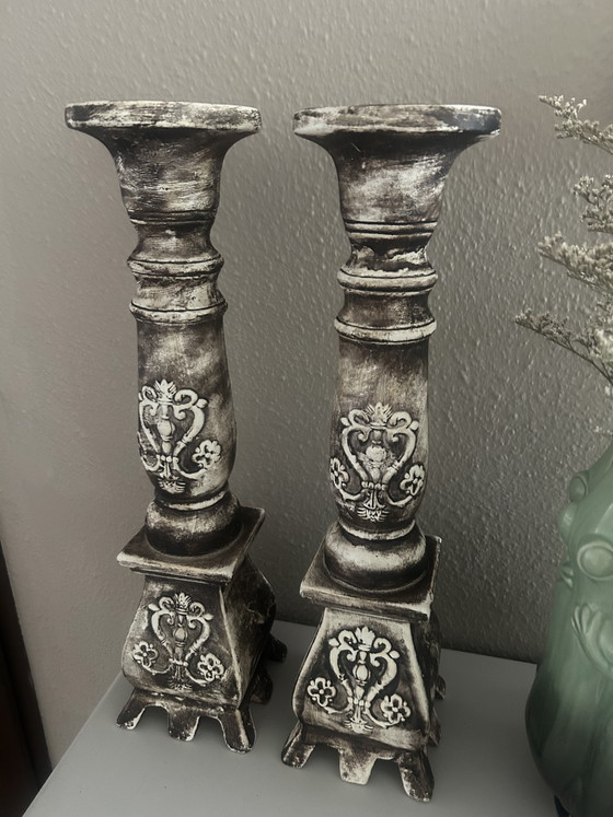 Bougeoirs rustiques en pierre vintage de brocante – Bougeoirs et chandeliers, Stone (photo 3 of 5)