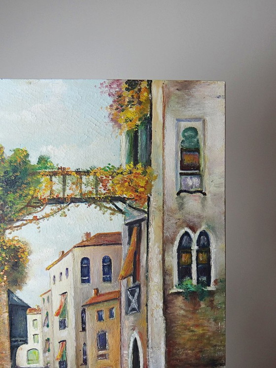 Image 1 of Pintura veneciana, óleo sobre tabla, canal y fachadas antiguas.
