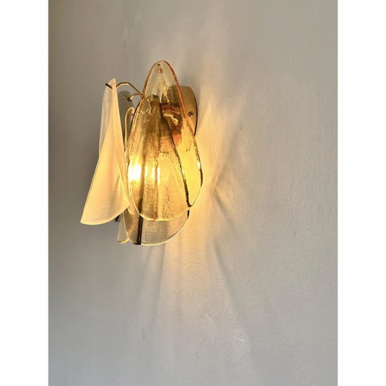 Image 1 of Contemporary Modern Multicolor Amber "Rondini" Murano Wall Sconces- Set of Two