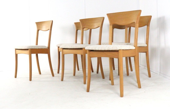 Image 1 of Set van 6 Juul Kristensen JK Denmark stoelen eetkamerstoelen vintage gestoffeerd