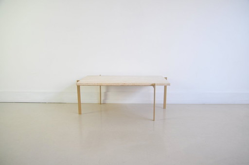 rechteckiger Couchtisch aus Travertin