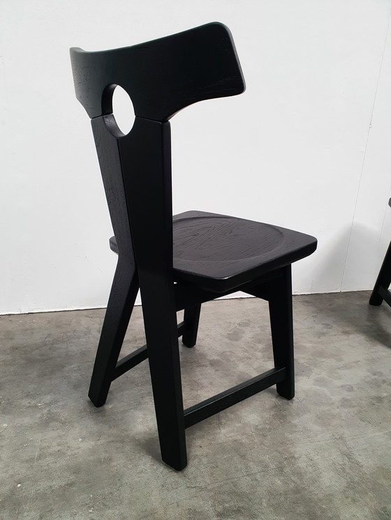 Image 1 of Brutalistische Eichenstühle 60er Jahre Schwarz