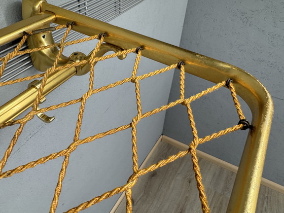 Image 1 of Vintage metalen wandkapstok met touw