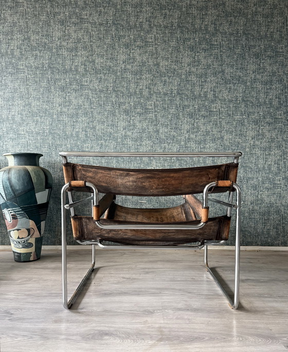 Image 1 of Vintage Marcel Breuer, sedia Wassily, patinata, Italia - anni '60
