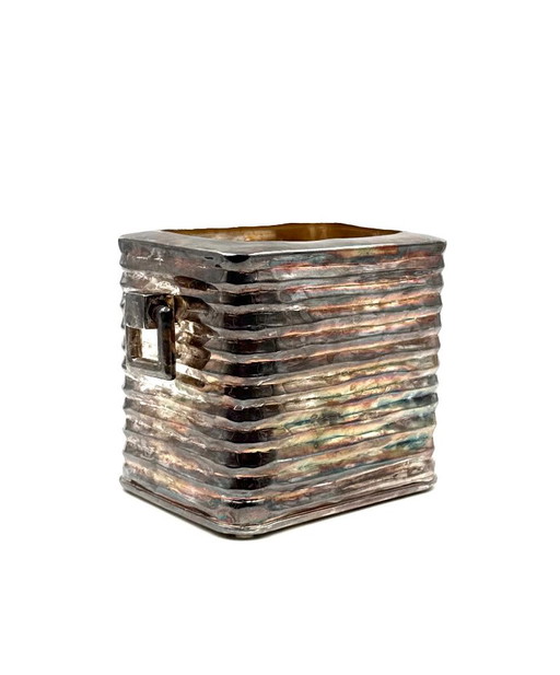Seau à glace Mid-century Modern plaqué argent, Italie années 1940