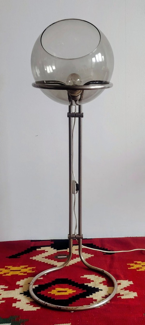 Image 1 of Modernist bauhaus glass ball floor lamp. Designer: Házi Tibor