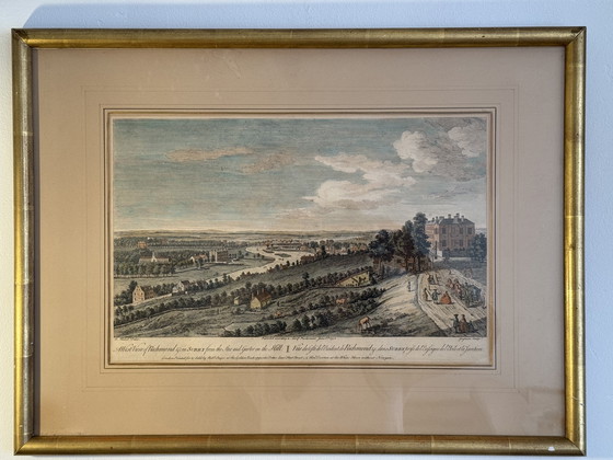 Image 1 of Large Antique 1750s Framed Print – Richmond Hill, Surrey – Sayer & Overton