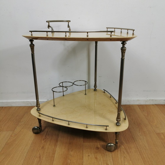 Image 1 of Vintage Barcart Serveerwagen, Mid Century Drankkar, Butlertray