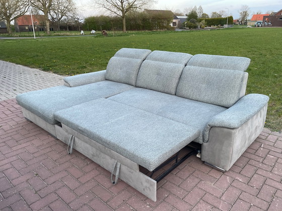 Image 1 of Modern Fabric Corner Sofa with Sleeping Function