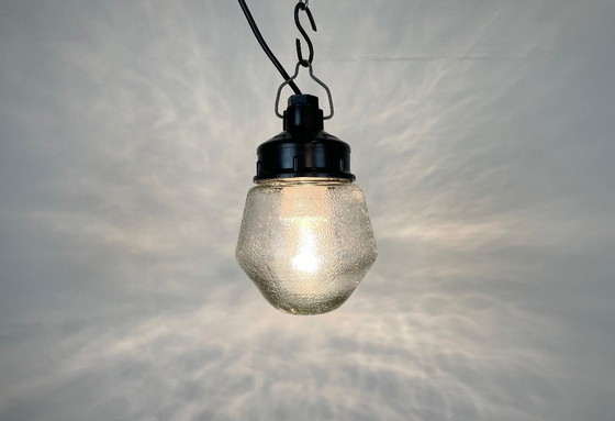 Image 1 of Industrial Bakelite Pendant Light With Frosted Glass, 1970s