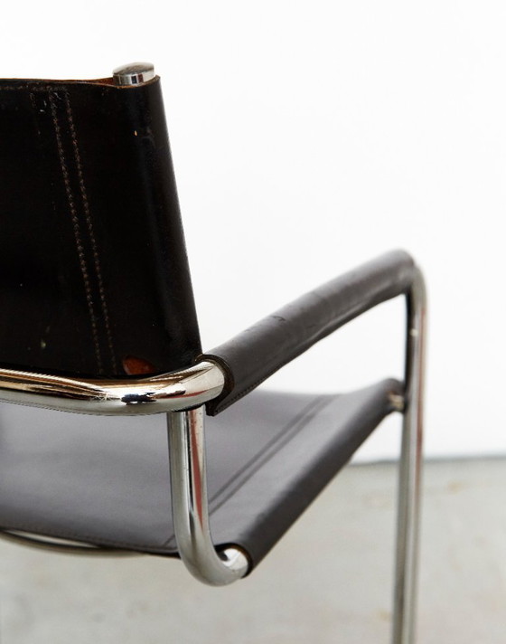 Image 1 of Bauhaus-Leder-Cantilfer, hergestellt von Fasem, Italien