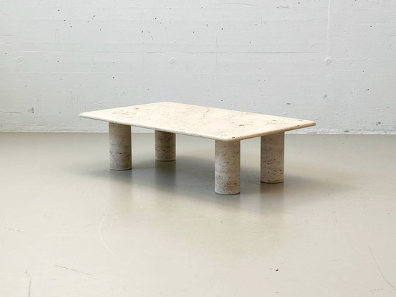 Image 1 of Travertijn salontafel van Angelo Mangiarotti voor Up & Up, Italië, jaren 70