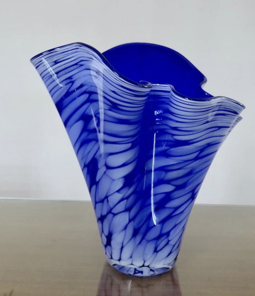 Large Murano Glass "Mouchoir" Vase. Vintage