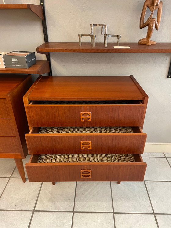 Image 1 of Commode danoise vintage, 3 tiroirs, années 1960, 2 pièces en stock