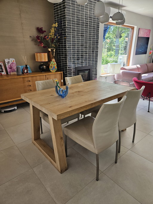 6 Munsterring Esszimmerstühle Leder beige
