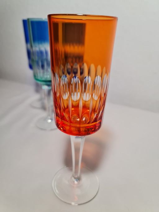 Champagne glasses crystal glass colorful 4 pieces