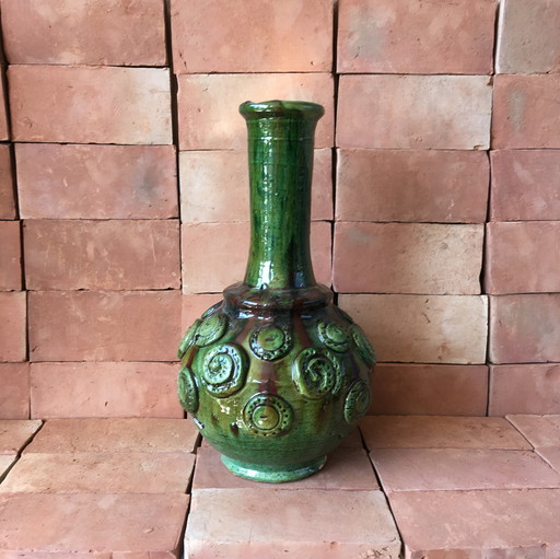 Tamegroute Glazed Earthenware Pottery Vase