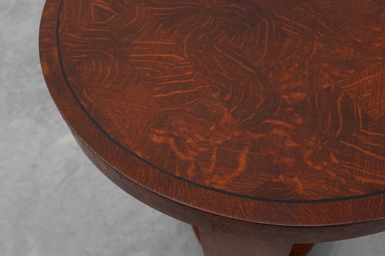 Image 1 of Art Deco side table in wood and chess style veneered top, France ca. 1940