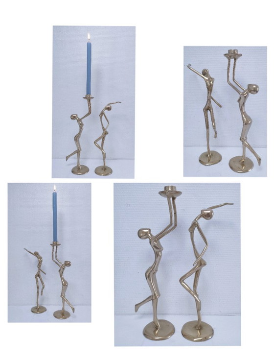 Candeliere scultoreo vintage in bronzo dorato e bronzo dorato – Portacandele, Bronze (photo 9 of 9)