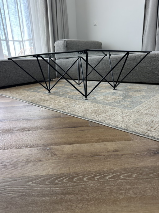 Paolo Piva style coffee table | architectural geometric glass table