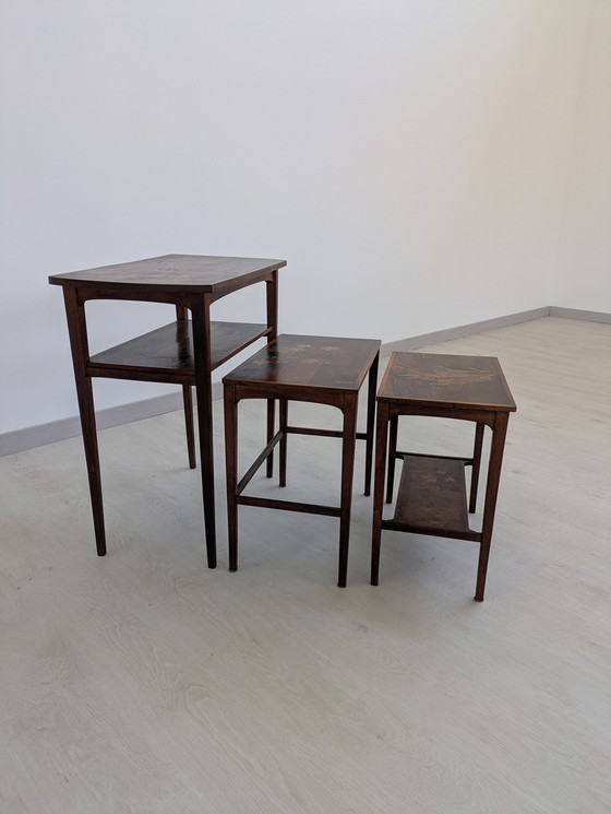 Image 1 of Set of Coffee Tables, Emile Gallé - Inlaid Wood