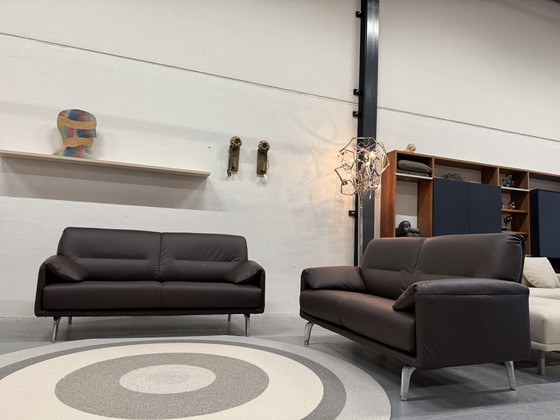 Image 1 of 2 Leolux Bora Balanza Sofa 2.5 & 2 Seater Wapiti Brown Leather