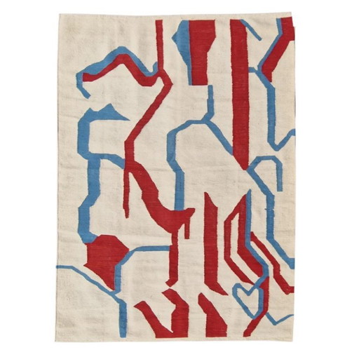 Tapiz de lana inspirado en la obra sin título de Willem de Kooning (1984) | Tejido a mano moderno (83 × 60 pulgadas)