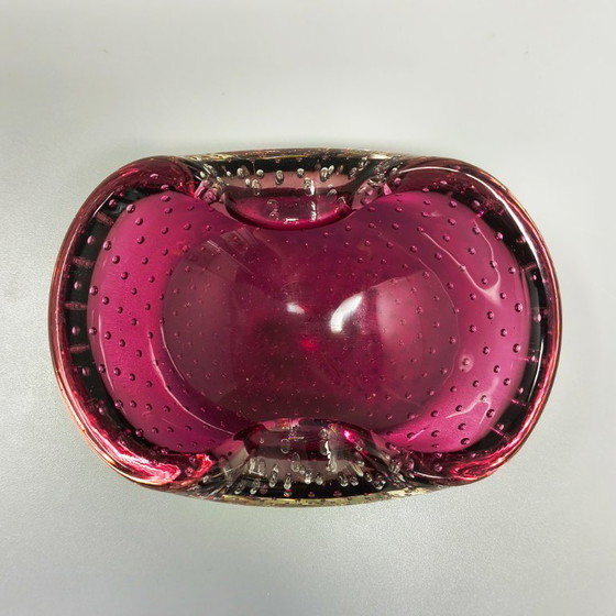 Image 1 of Roze asbak of opvangbakje uit de jaren 60, gemaakt van Bullicante Murano-glas door Flavio Poli.