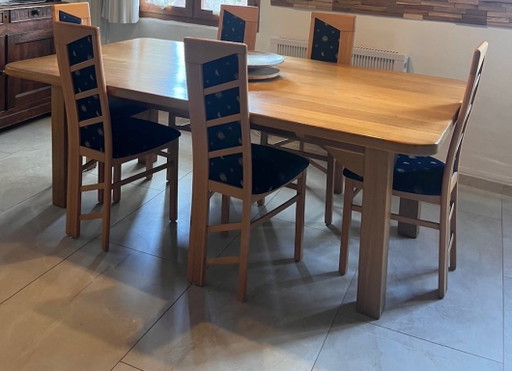 Exceptional dining table in solid chestnut wood, 220x110 cm – eettafels