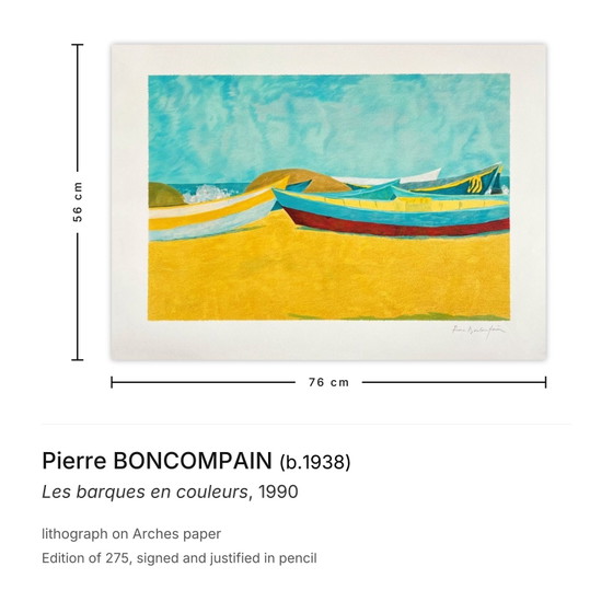 Pierre Boncompain signierte Lithographie Les Barques En Couleurs 1990 – Lithographien & Drucke, Paper (photo 3 of 5)