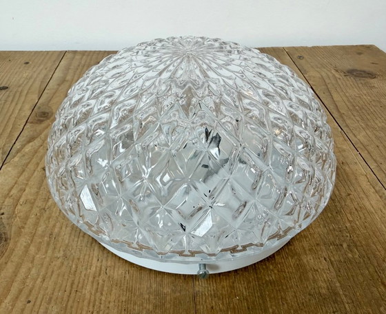 Vintage glazen wand- of plafondlamp uit de jaren 70. – Wandlampen, Glass, Metal (photo 4 of 16)