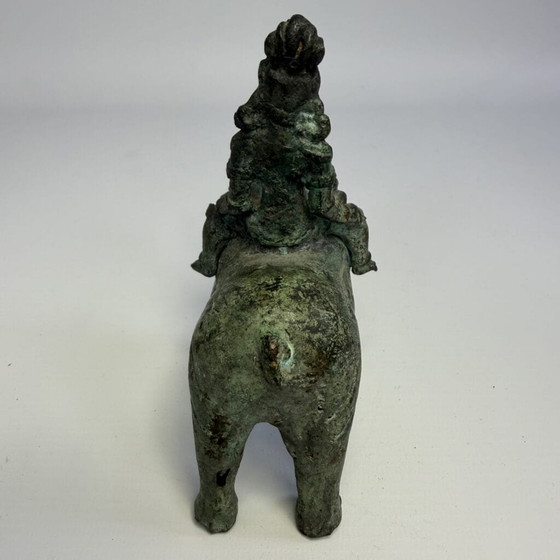 Antique bronze sculpture of man on elephant (photo 8 of 12)