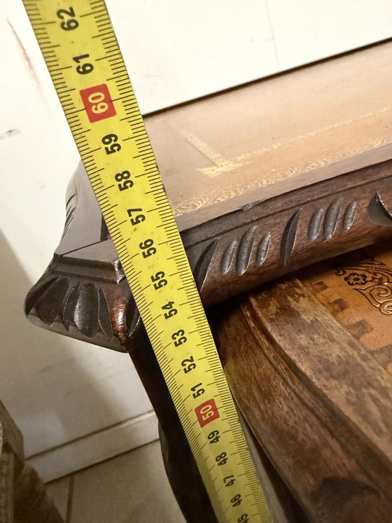 Vintage Miniset Met Leren Inlegwerk – Bijzettafels, Wood, Leather (photo 7 of 7)