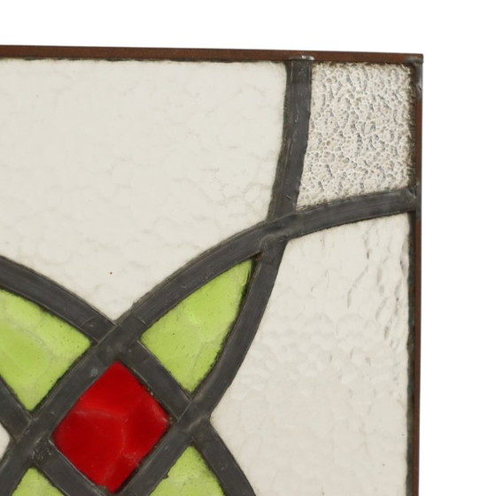 Art Deco Glasraam Glas in Lood Geometrisch 25x25cm – Decoratieve objecten (photo 9 of 11)