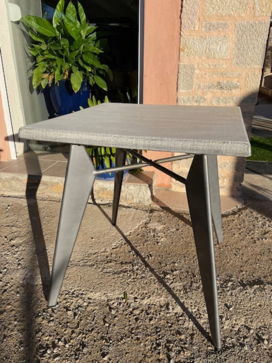 Image 1 of Sockeltisch, entworfen von Jean Prouvé, mit Beinen in Form von Flugzeugflügeln