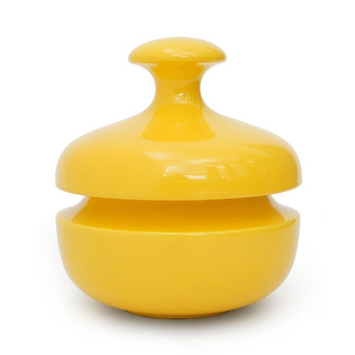 Yellow ceramic vase with lid by Enzo Bioli for Il Picchio, 1970s