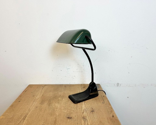 Vintage grüne Emaille-Banklampe von BUR, 1930er Jahre
