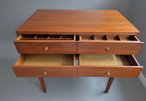 Naaikast met console-element, teakhout, op maat gemaakt, uniek exemplaar – opbergkast, Wood, Brass (photo 2 of 5)