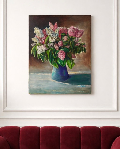 Antique painting "Bouquet of Lilacs"