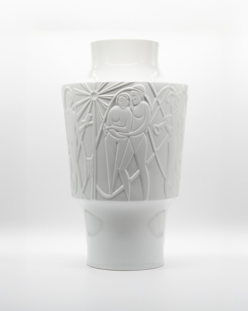 Rare 49cm Porcelaine Floor Vase Edelstein Bavaria Art Déco Relief Kurt Wendler 57
