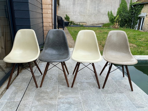 Set of 4 Eames Herman Miller Vintage DSW Fiber Walnut Chairs